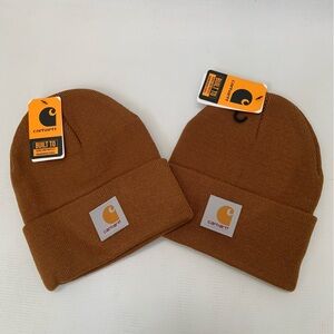 CARHARTT Unisex Beanie Winter Brown Pull On Knit Cap Set of Two ONE SIZE